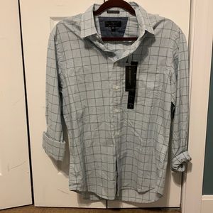 Banana Republic Untucked Fit organic cotton Medium slim fit blue cuffs green